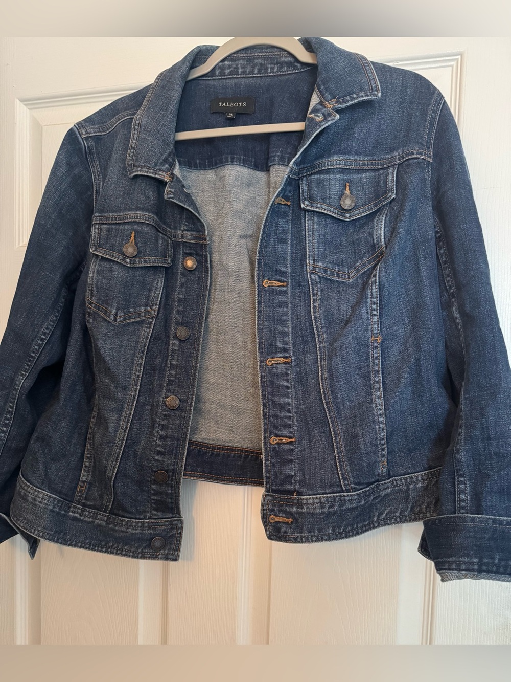 Talbots Medium Blue Denim Jacket with Chest Pockets